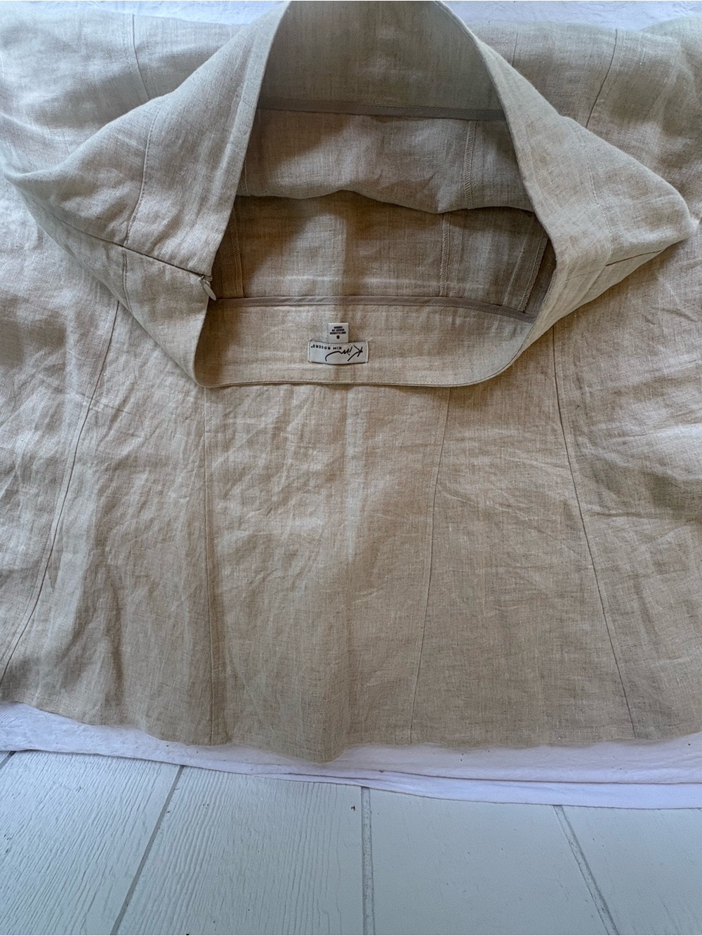 Kim Rogers Natural Beige A-Line Linen Skirt - Picture 3 of 6